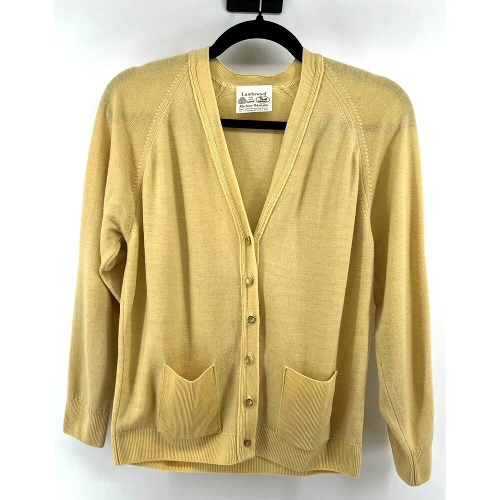 The Edinburgh Woollen Mill 100% Pure Lambswool Cardigan Women's S/M Yellow